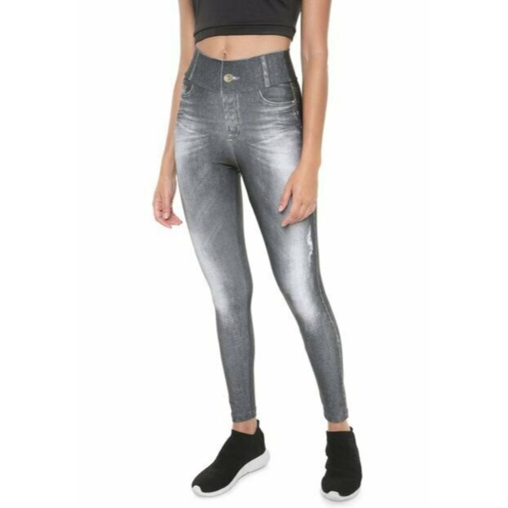 NEW Medium LIVE Denin Effect Legging Made In Brazil Black 83399